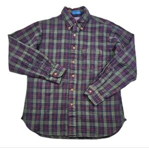 Vtg Pendleton Country Traditionals L Virgin Wool Flannel Plaid Shirt USA Made